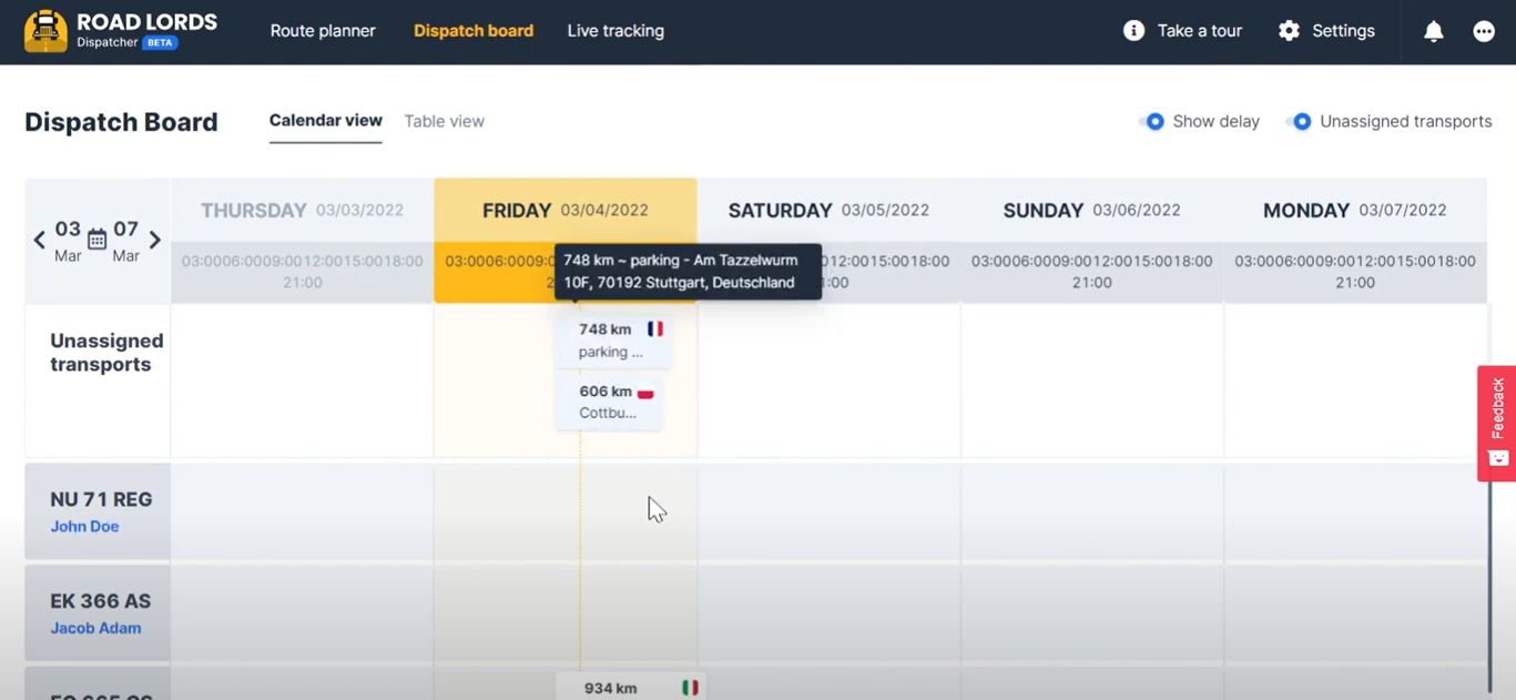 screenshot of ROAD LORDS Dispatcher